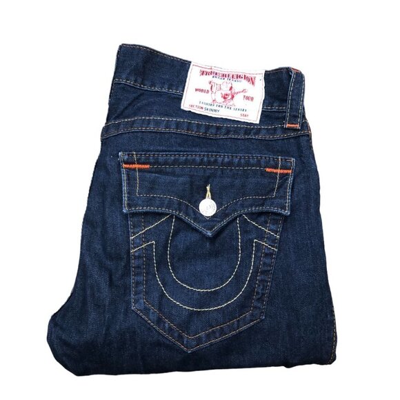 Vintage True Religion Jeans Size 33 SKINNY Blue - Picture 1 of 6